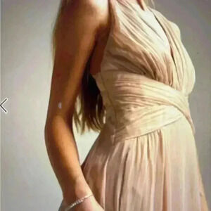 ASOS Design Bridesmaid Ruched Bodice Drape Maxi Dress With Waist In Blush Size 4